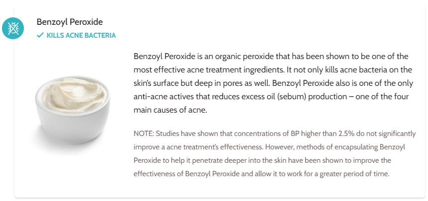 Exposed Skin Care Ingredients - Benzoyl Peroxide
